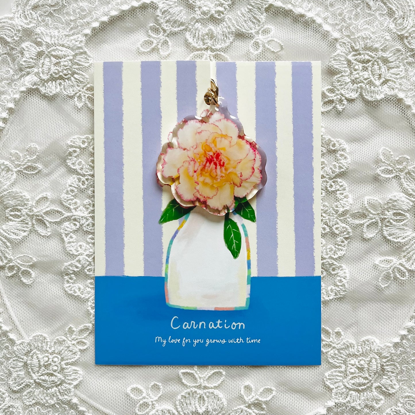 Carnation Keychain with Message Card