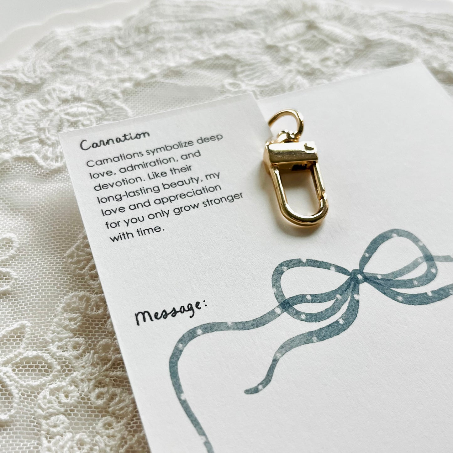 Carnation Keychain with Message Card