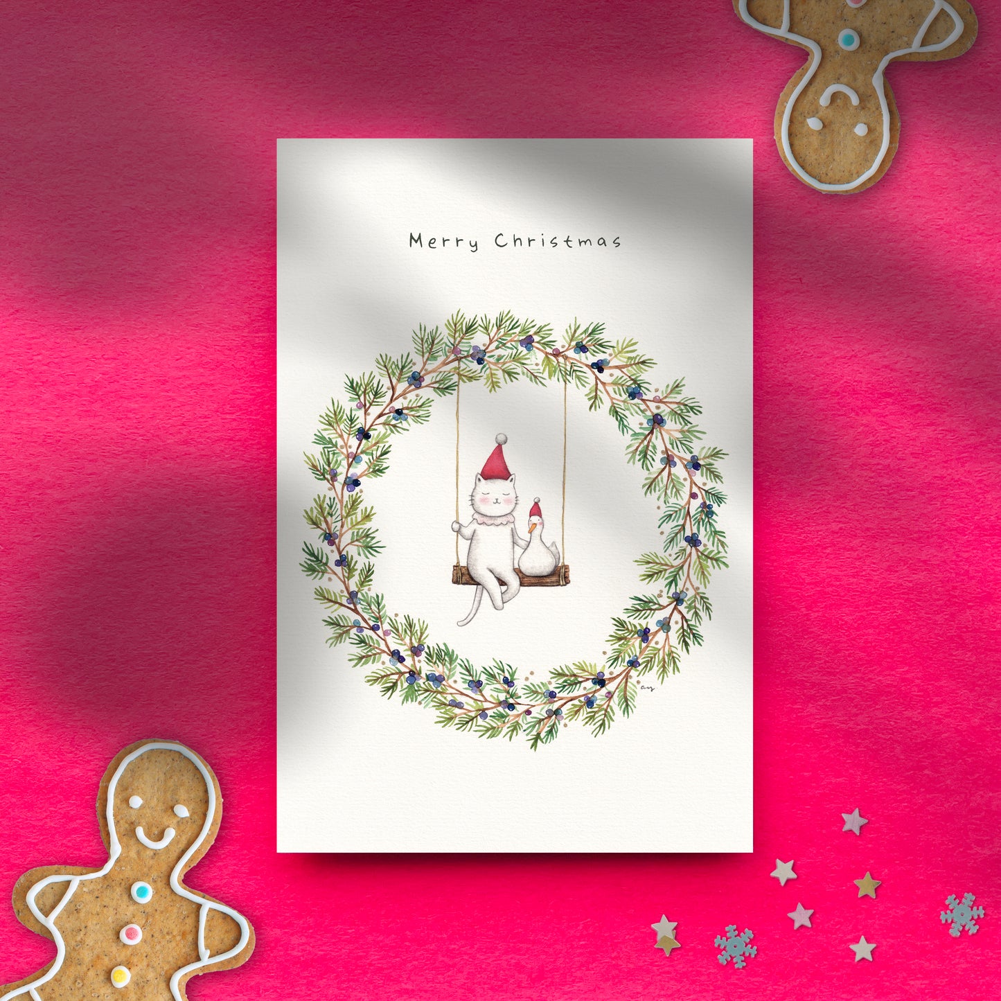 Christmas Winter Wreath - Postcard