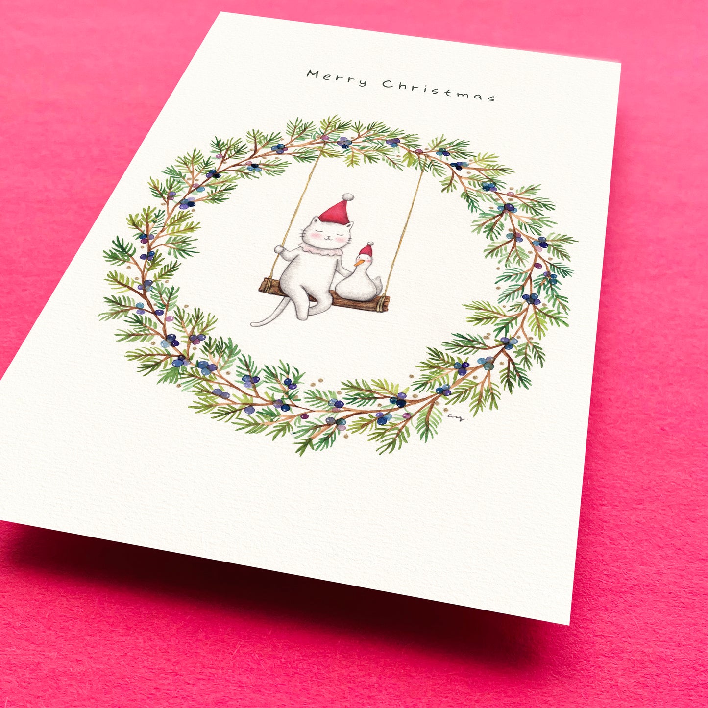 Christmas Winter Wreath - Postcard