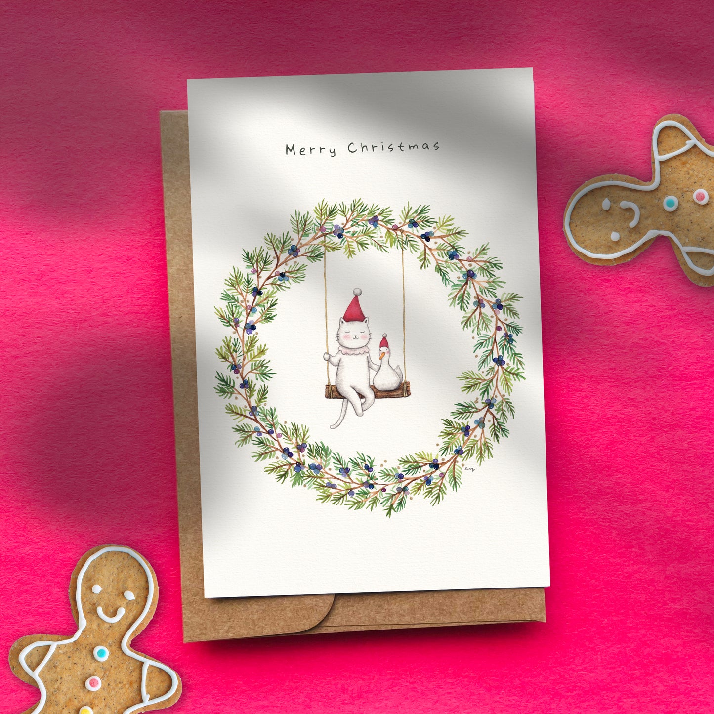 Christmas Winter Wreath - Postcard