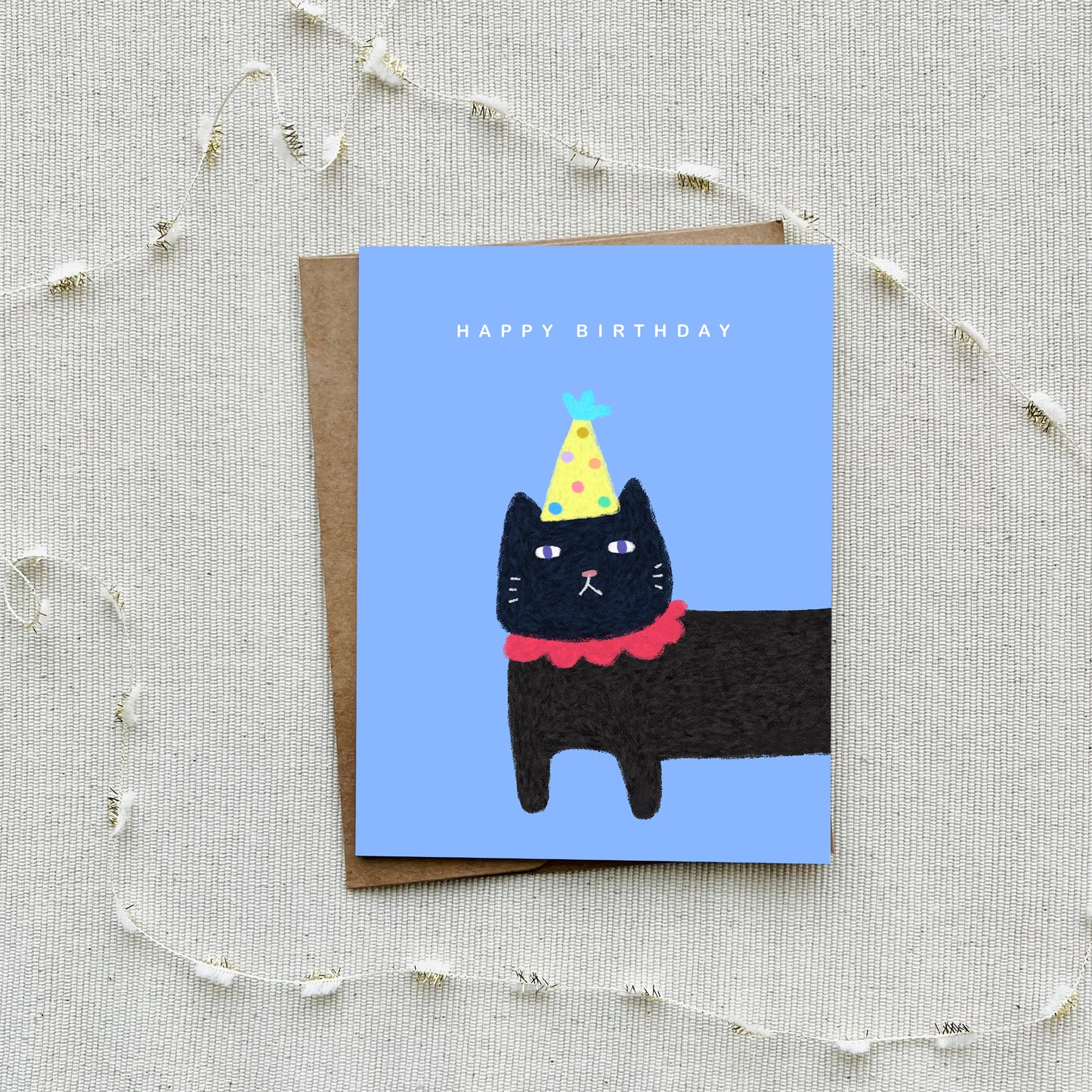 Party Animal Birthday Card - Black Cat