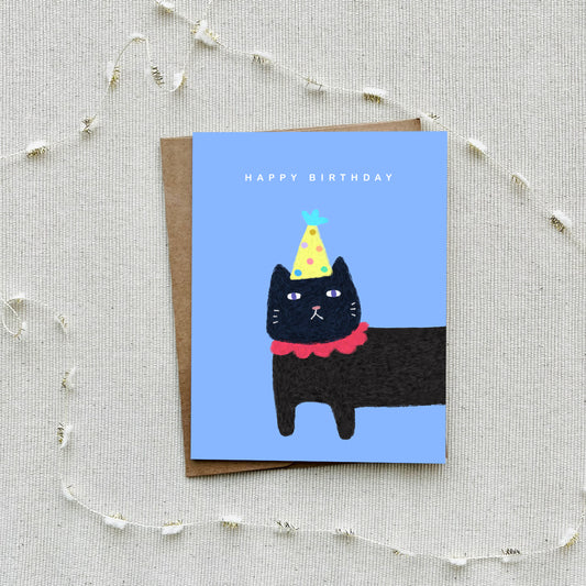 Party Animal Birthday Card - Black Cat