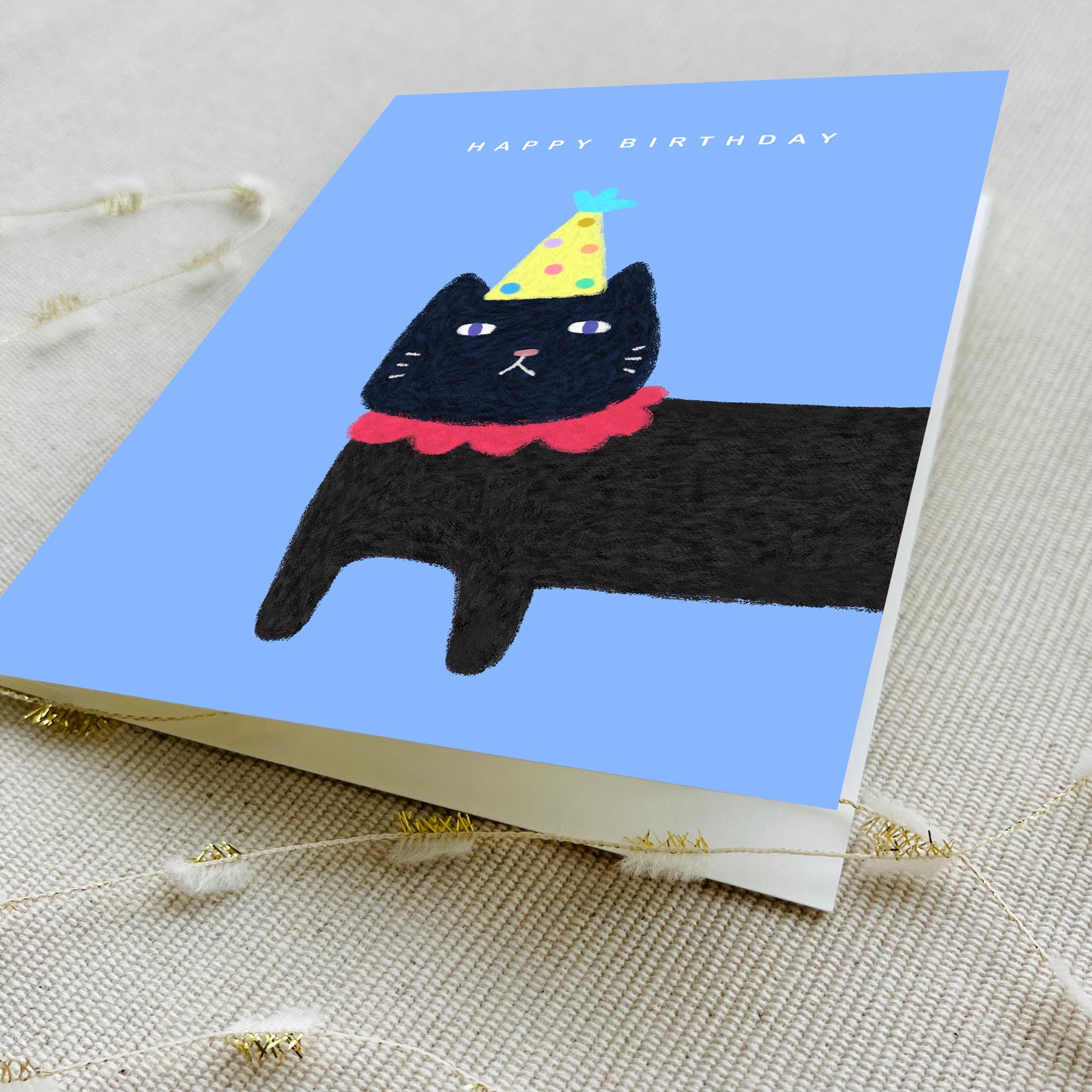 Party Animal Birthday Card - Black Cat