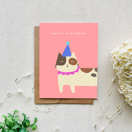 Party Animal Birthday Card - Brown Cat