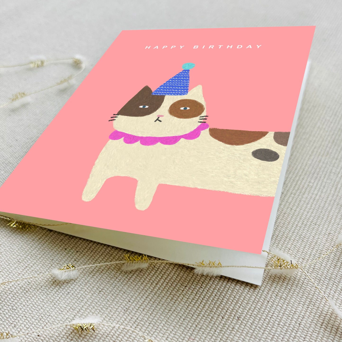 Party Animal Birthday Card - Brown Cat