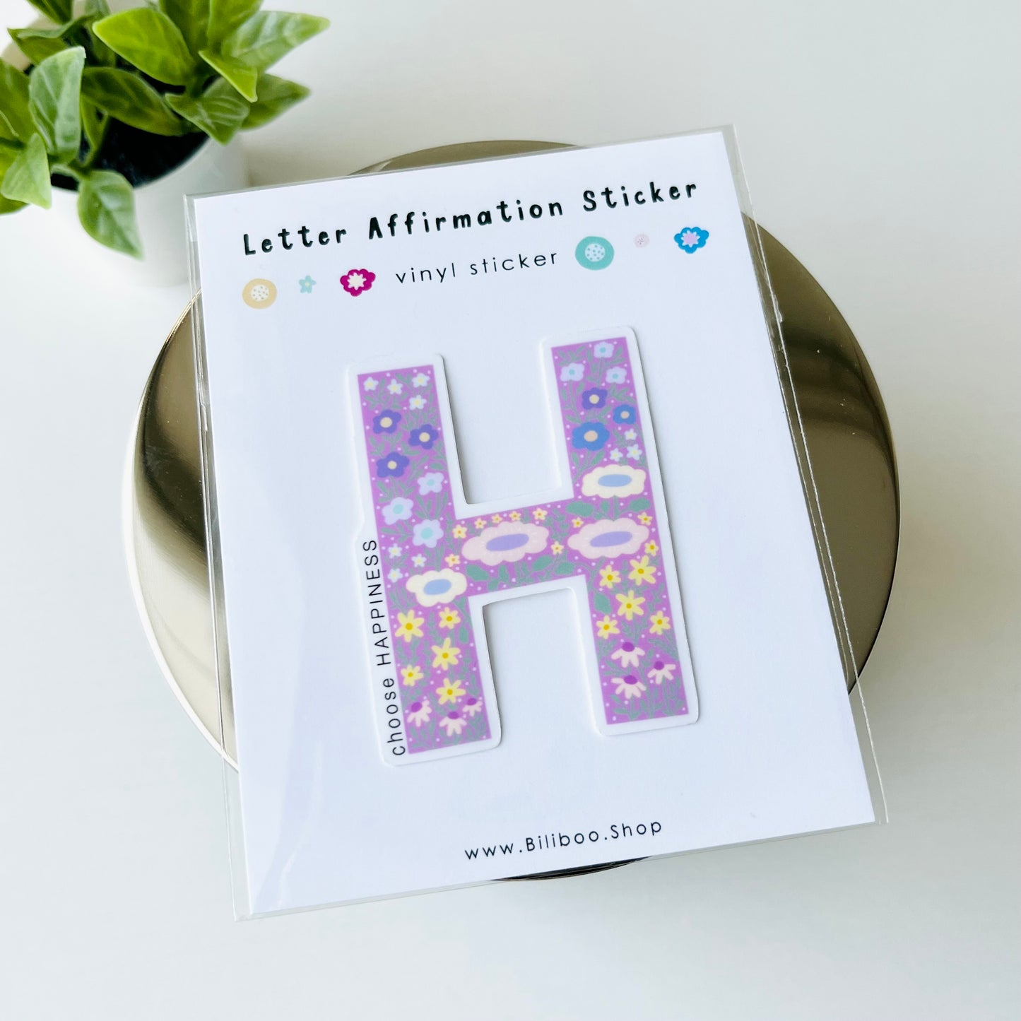 Letter H Sticker - choose HAPPINESS