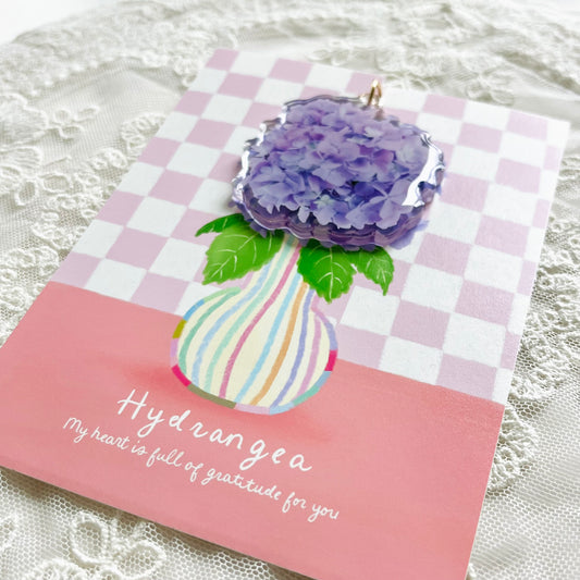 Hydrangea Keychain with Message Card