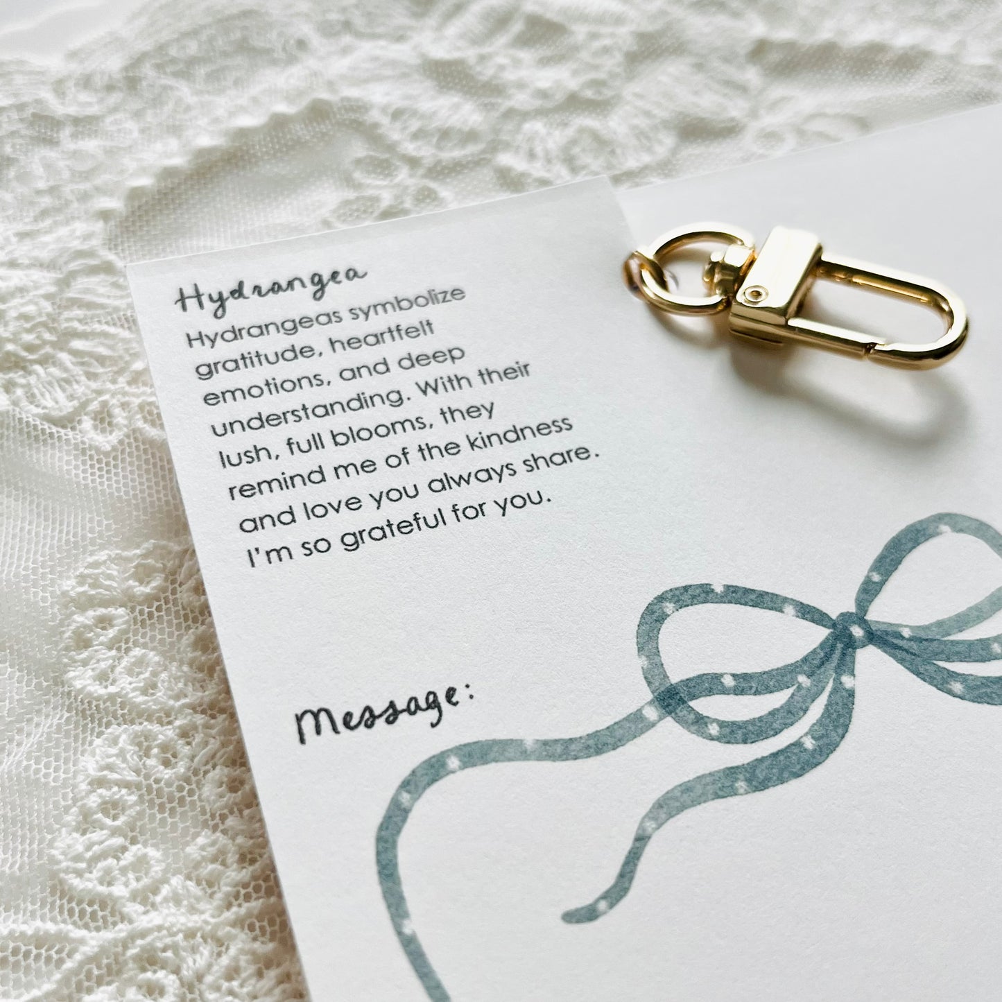 Hydrangea Keychain with Message Card