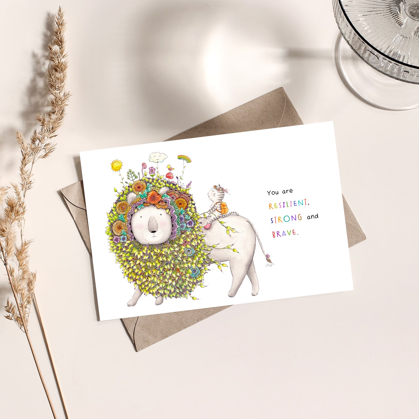 Lion and Cat - Postcard