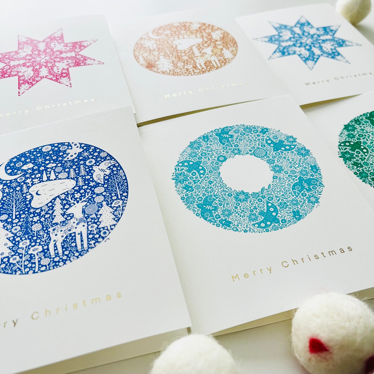 Nordic Christmas Card Collection - Gold Foiled Elegant Holiday Card