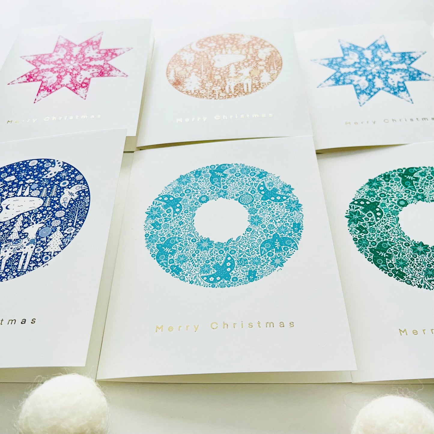 Nordic Christmas Card Collection - Gold Foiled Elegant Holiday Card