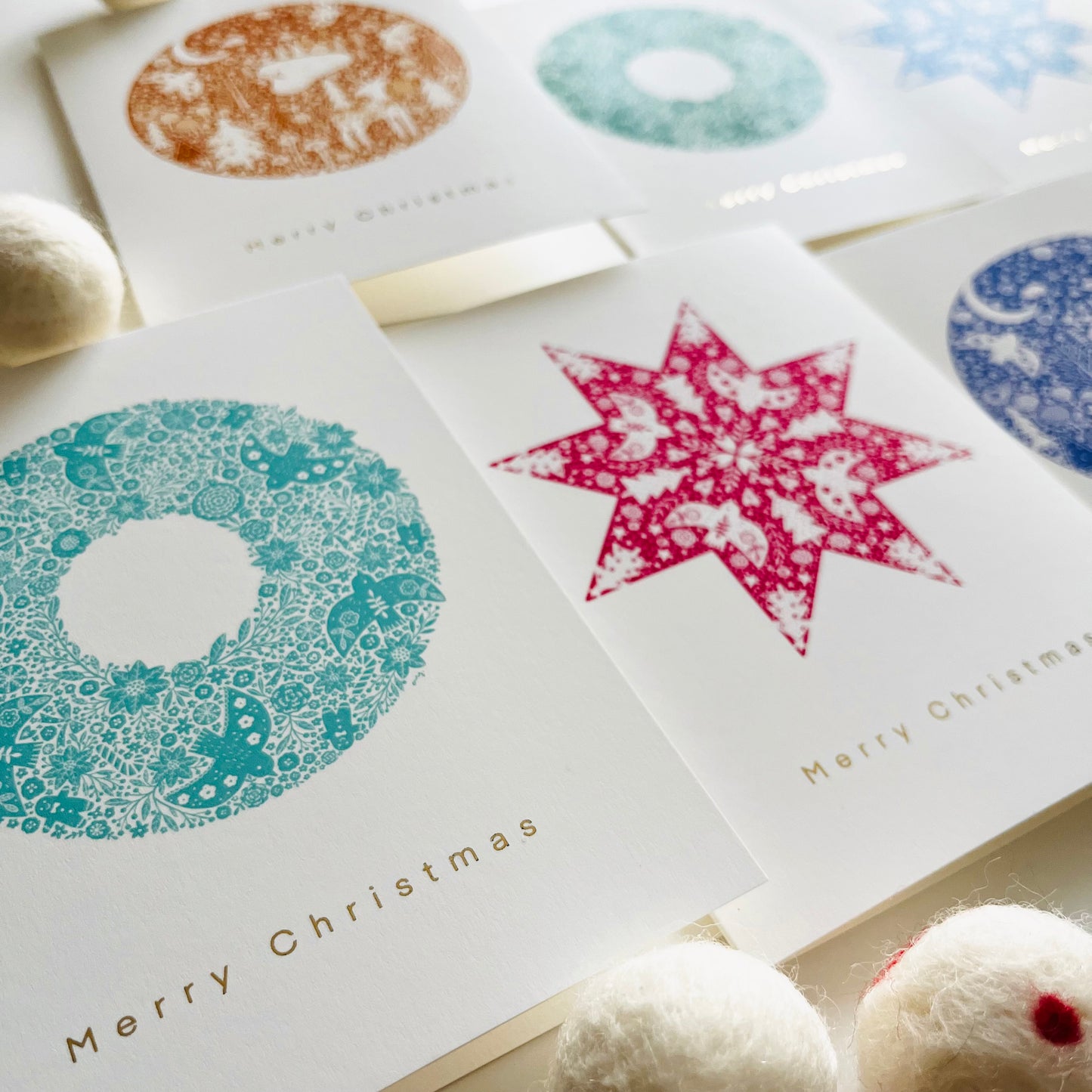 Nordic Christmas Card Collection - Gold Foiled Elegant Holiday Card