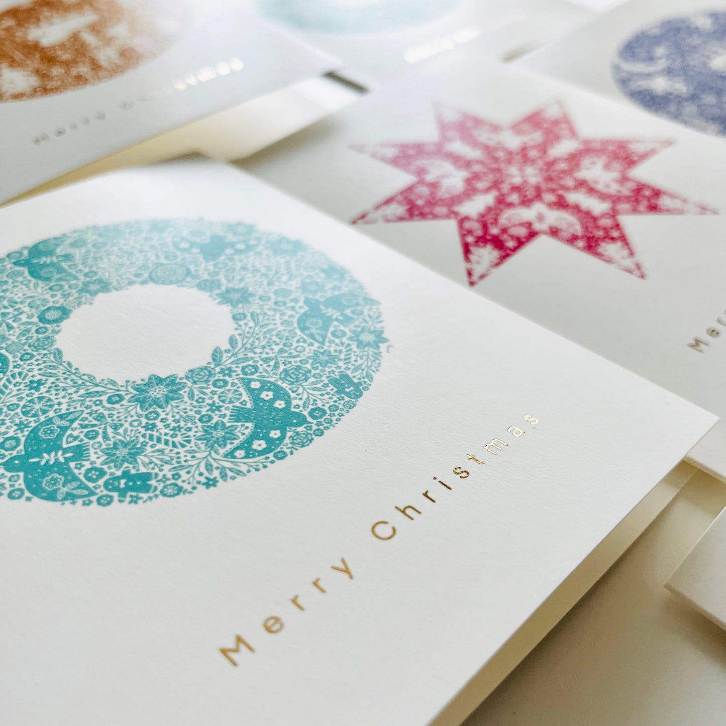 Nordic Christmas Card Collection - Gold Foiled Elegant Holiday Card