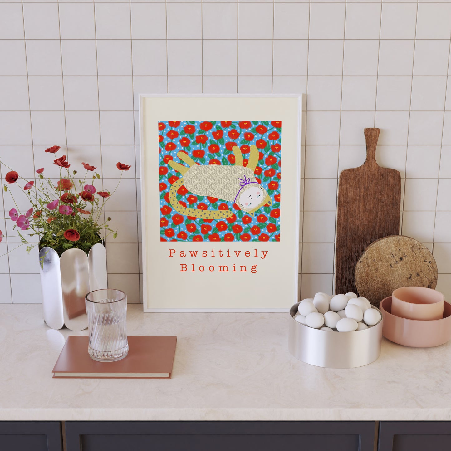 Pawsitively Blooming - Portrait Poster