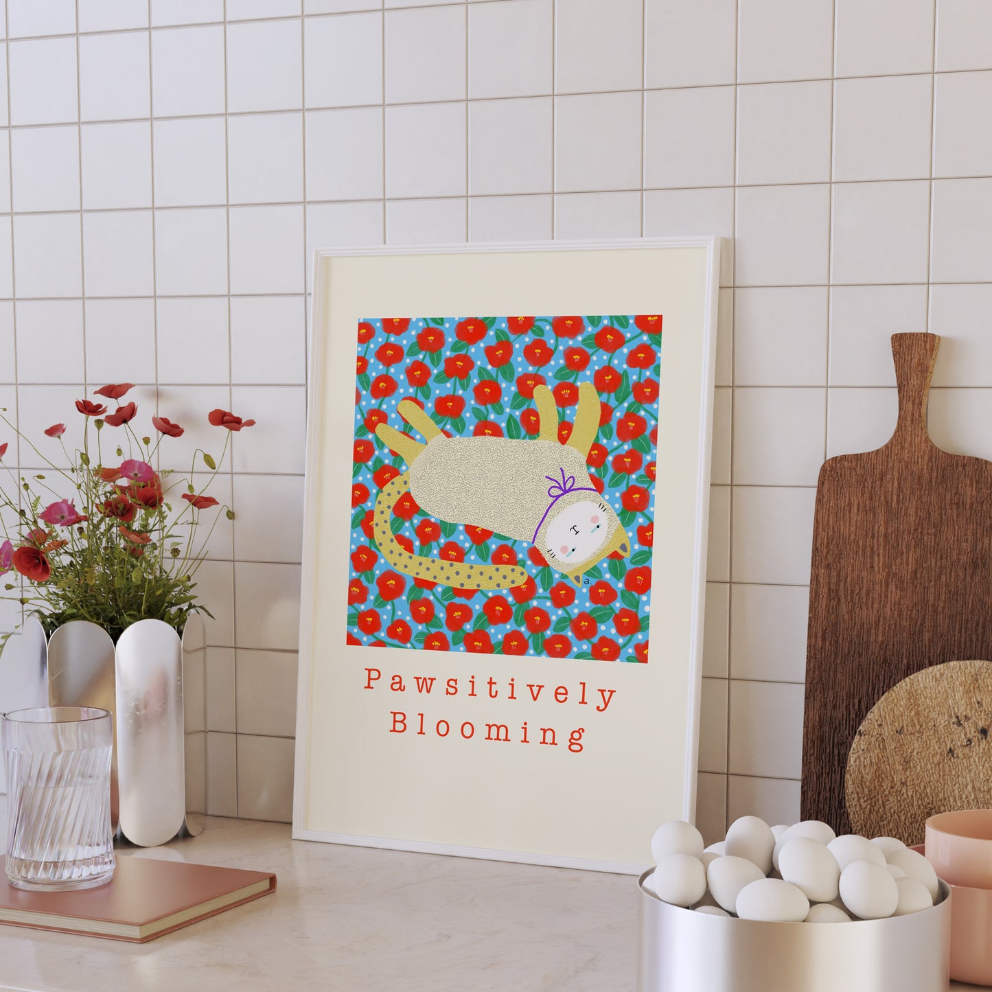 Pawsitively Blooming - Portrait Poster