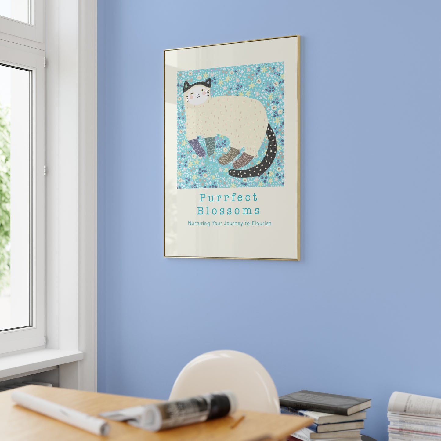 Purrfect Blossoms - Portrait Poster
