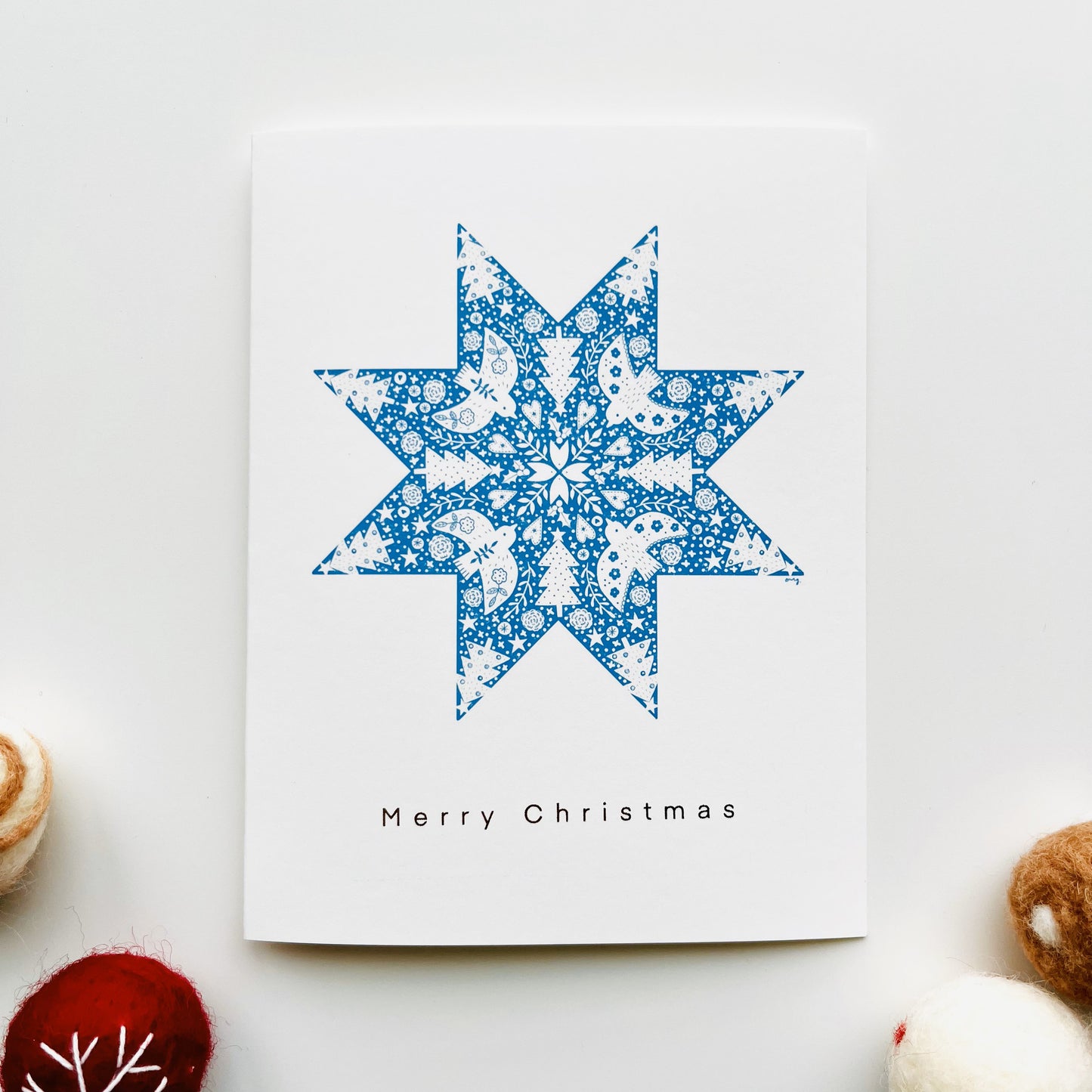 Nordic Snow Star Greeting Card - Gold Foiled Elegant Holiday Card
