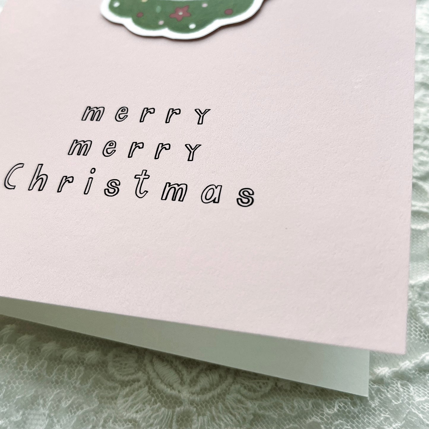 Christmas Rabbit Sticker Card - Pink