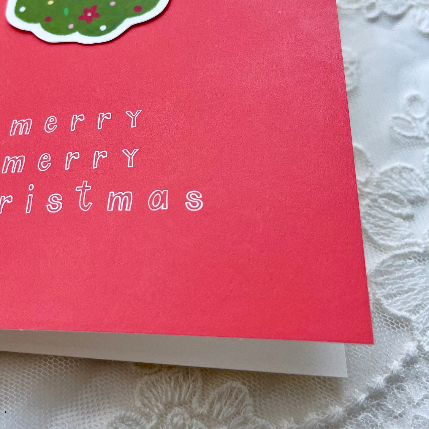 Christmas Rabbit Sticker Card - Red