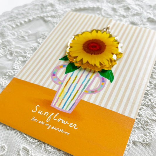 Sunflower Keychain with Message Card