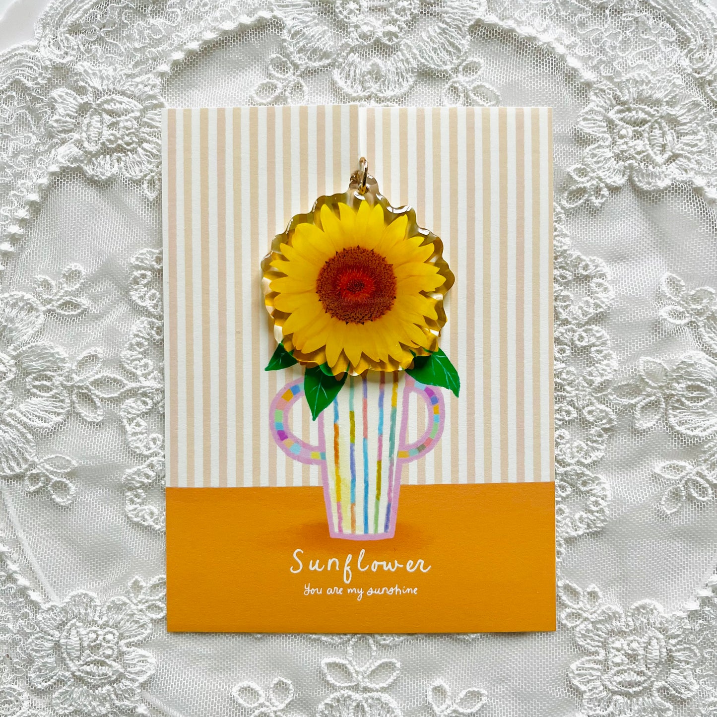 Sunflower Keychain with Message Card