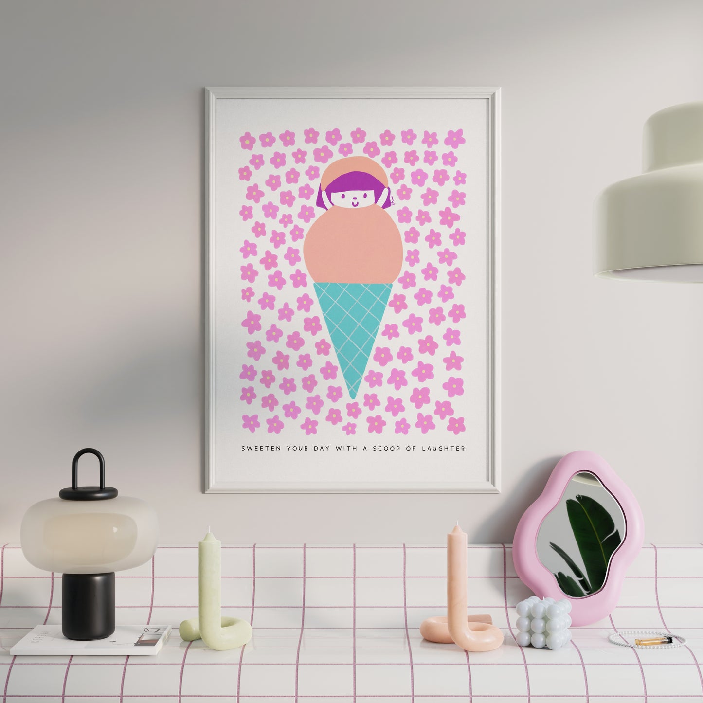 Sweeten Your Day with a Scoop of Laughter Poster | Inspirational and Playful Art