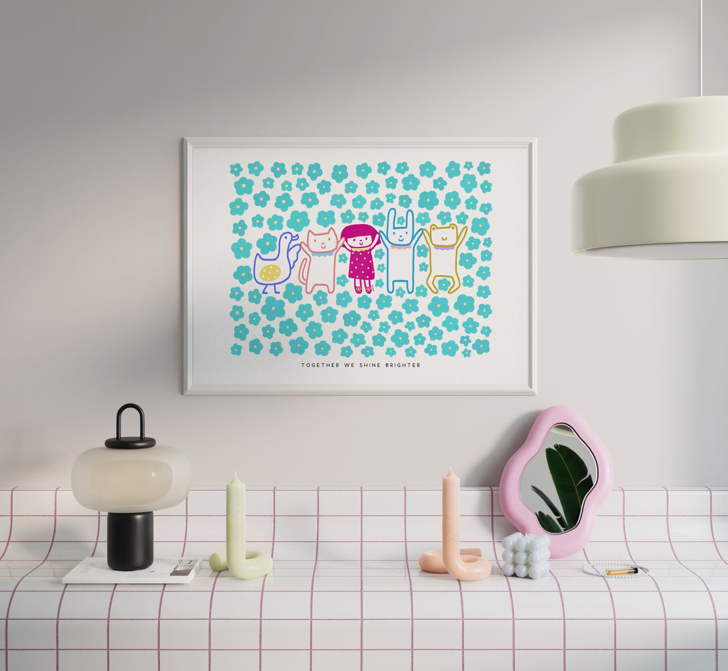 Together We Shine Brighter Poster | Inspirational and Playful Art