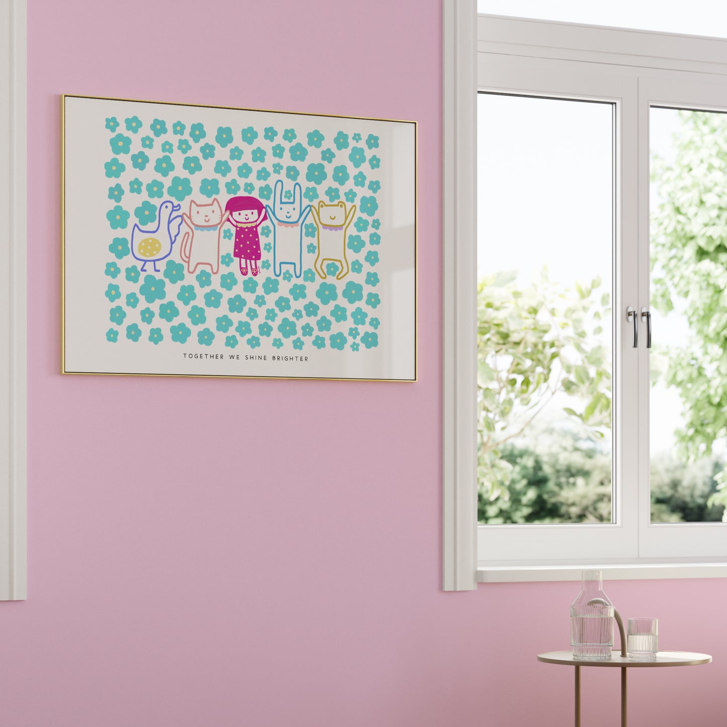 Together We Shine Brighter Poster | Inspirational and Playful Art