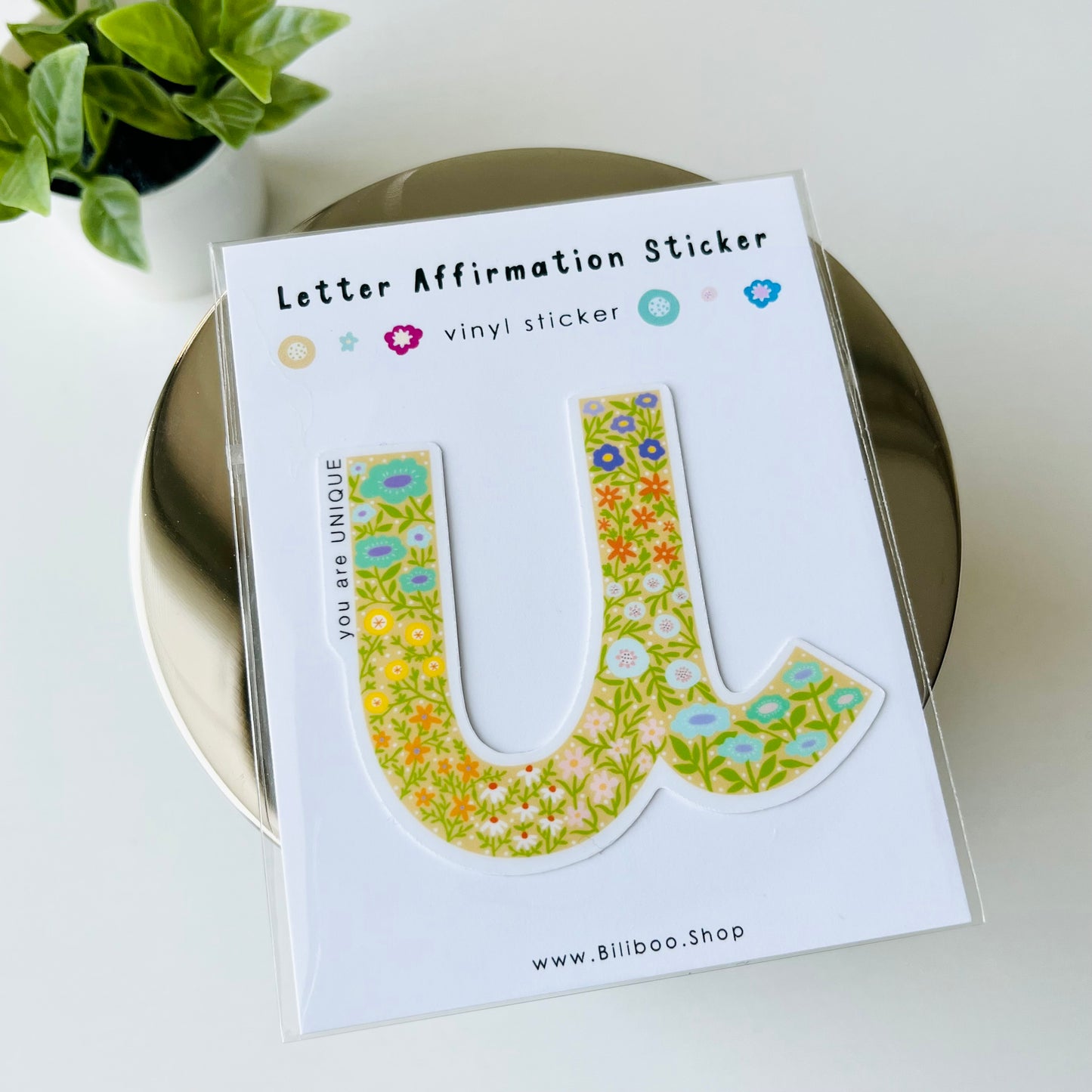 Letter U Sticker - you are UNIQUE