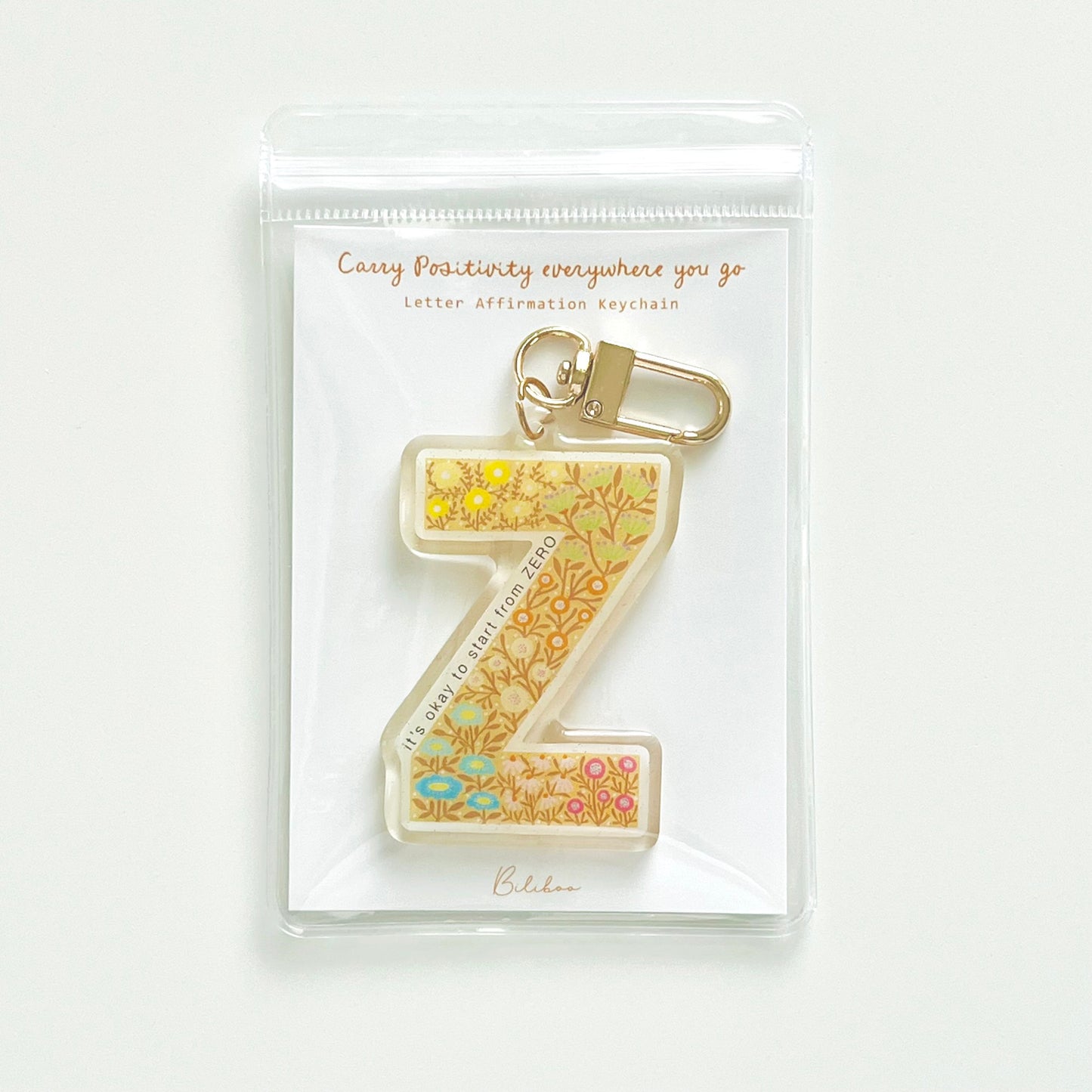 Letter Affirmation Keychains – Floral Pattern Epoxy Acrylic Charm