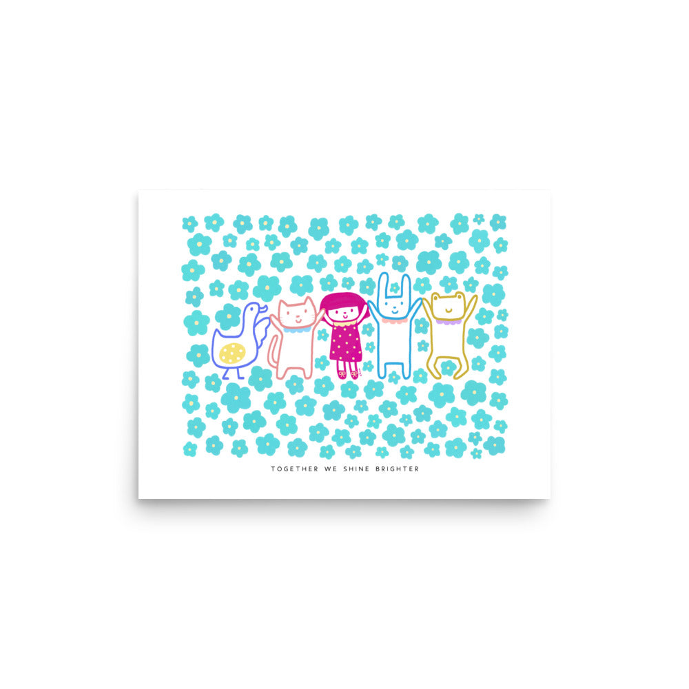 Together We Shine Brighter Poster | Inspirational and Playful Art