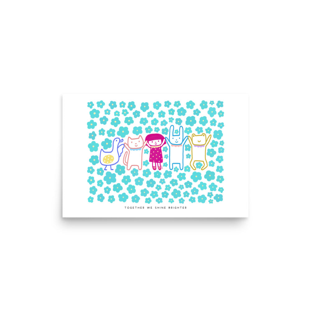 Together We Shine Brighter Poster | Inspirational and Playful Art