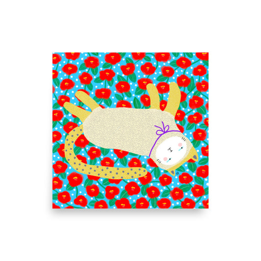 Pawsitively Blooming - Square Poster