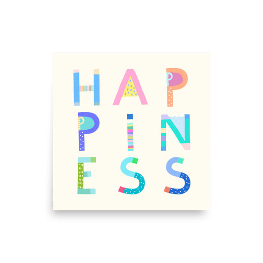 Happiness Poster (Cream White) – Pick Pop Prints