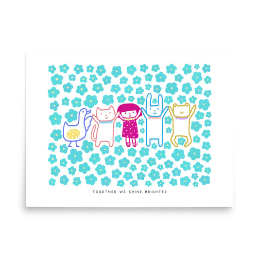 Together We Shine Brighter Poster | Inspirational and Playful Art