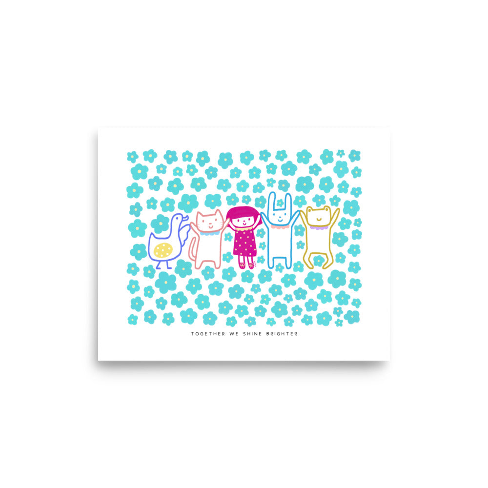 Together We Shine Brighter Poster | Inspirational and Playful Art