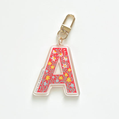 Letter A Affirmation Keychain – AWESOME Floral Acrylic Charm