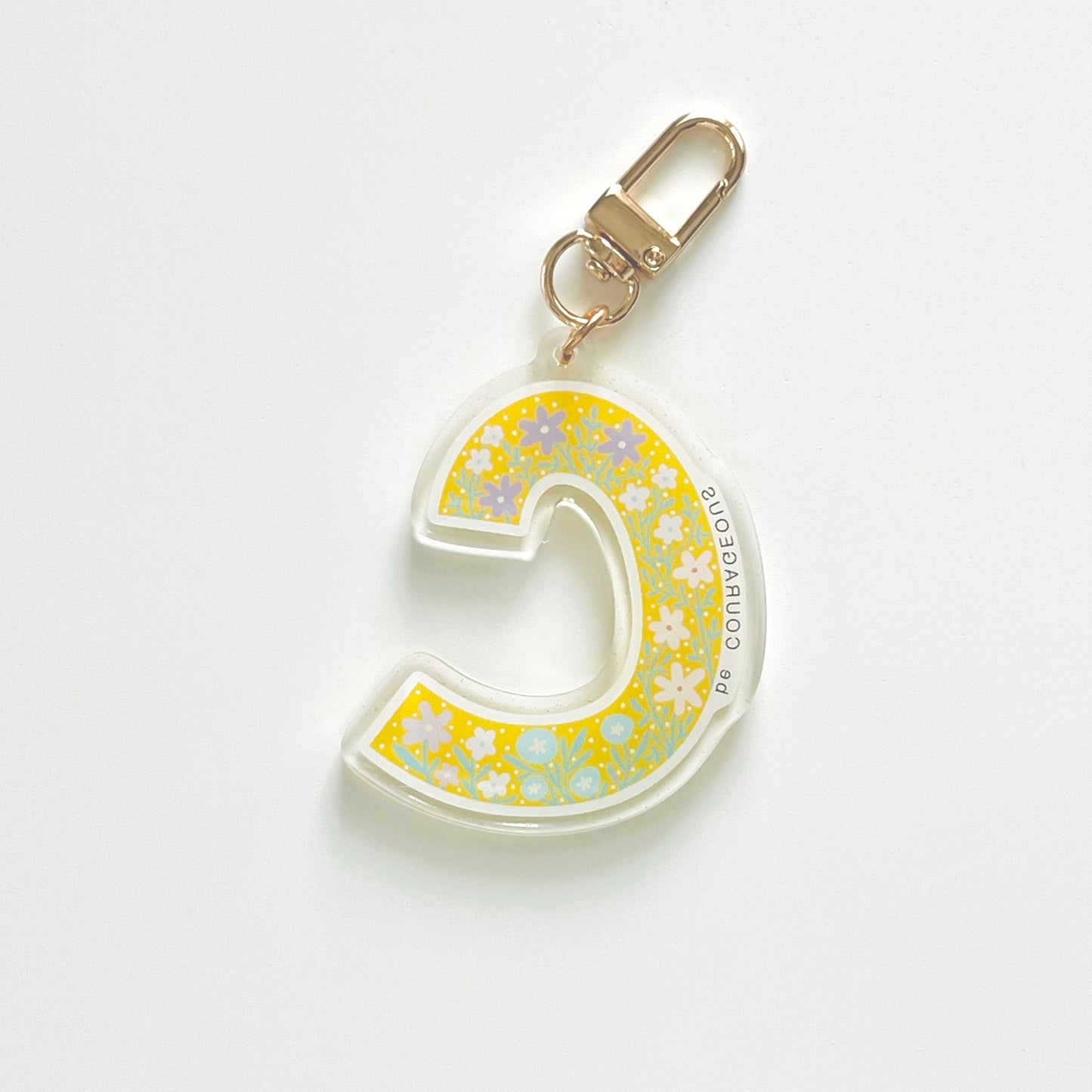 Letter C Affirmation Keychain – COURAGEOUS Floral Acrylic Charm
