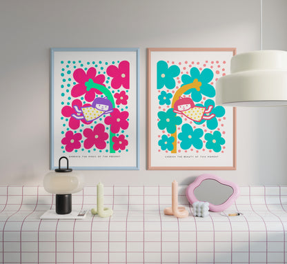 Cherish the Beauty of This Moment Poster | Inspirational and Whimsical Art