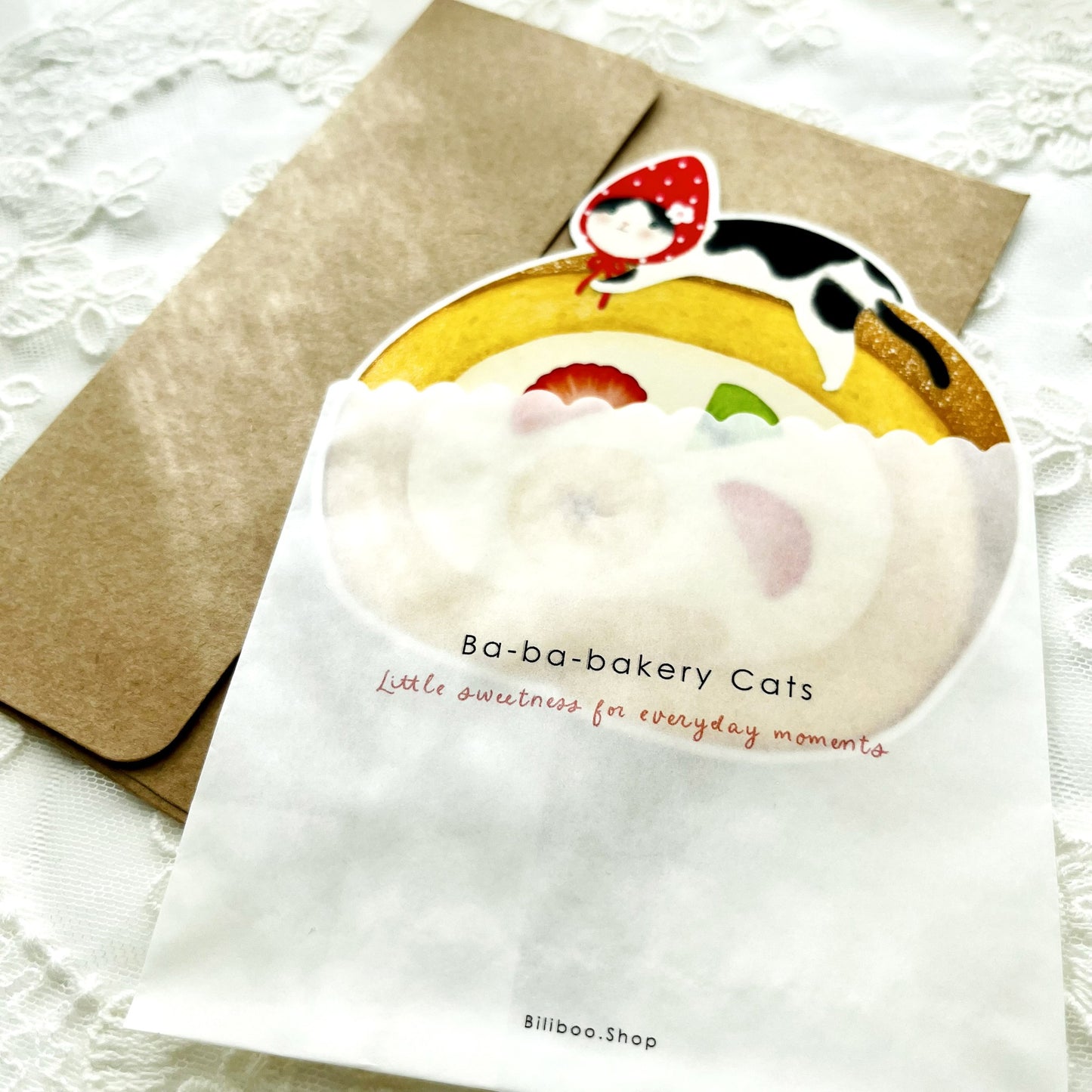 Cream Roll Cat Message Card – Ba-ba-bakery Cats