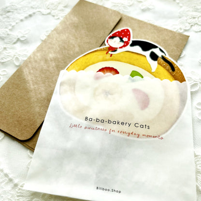 Cream Roll Cat Message Card – Ba-ba-bakery Cats