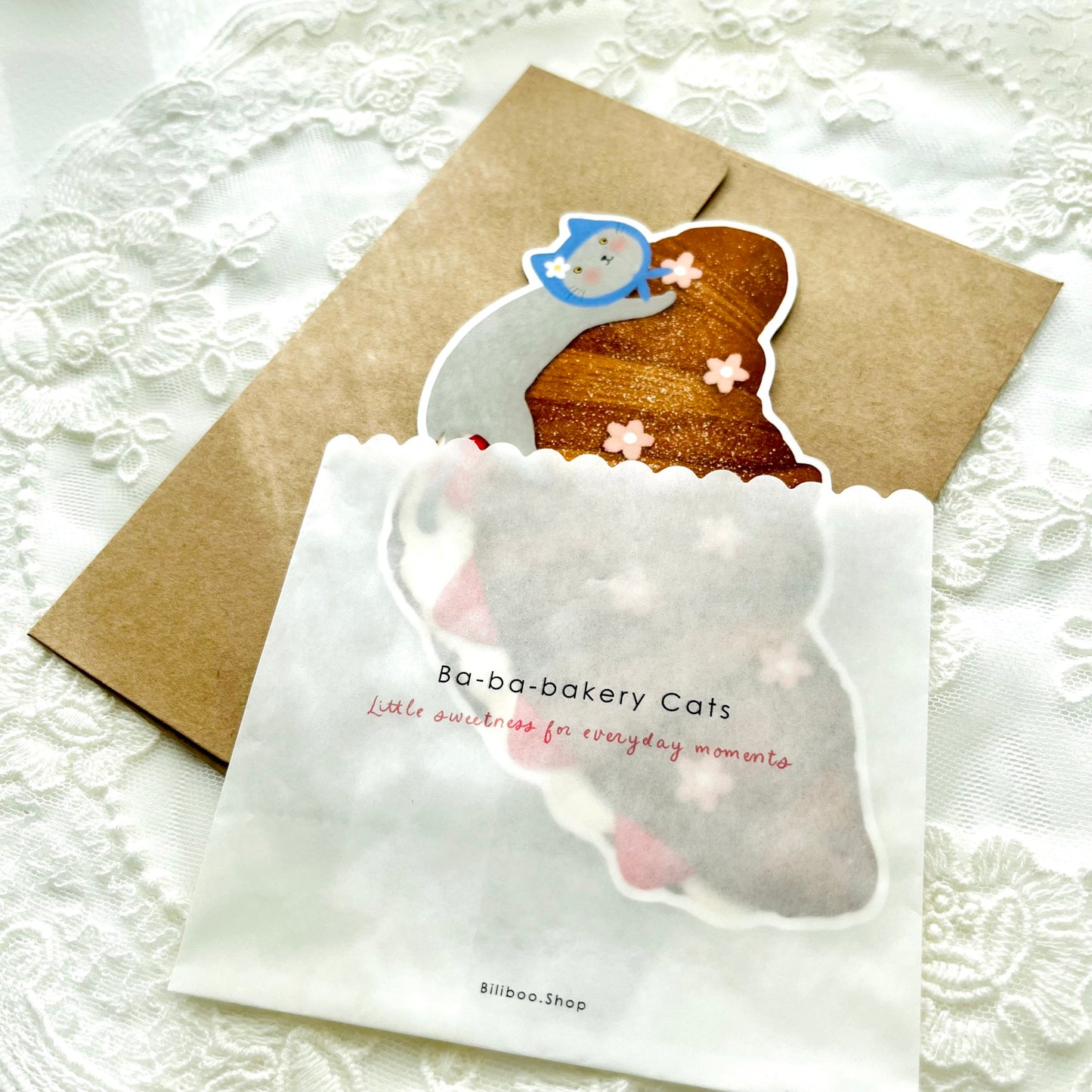 Croissant Cat Message Card – Ba-ba-bakery Cats