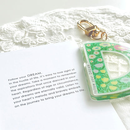 Letter Affirmation Keychains – Floral Pattern Epoxy Acrylic Charm