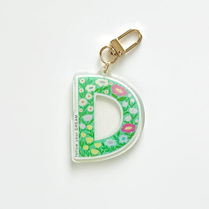 Letter D Affirmation Keychain – DREAM Floral Acrylic Charm