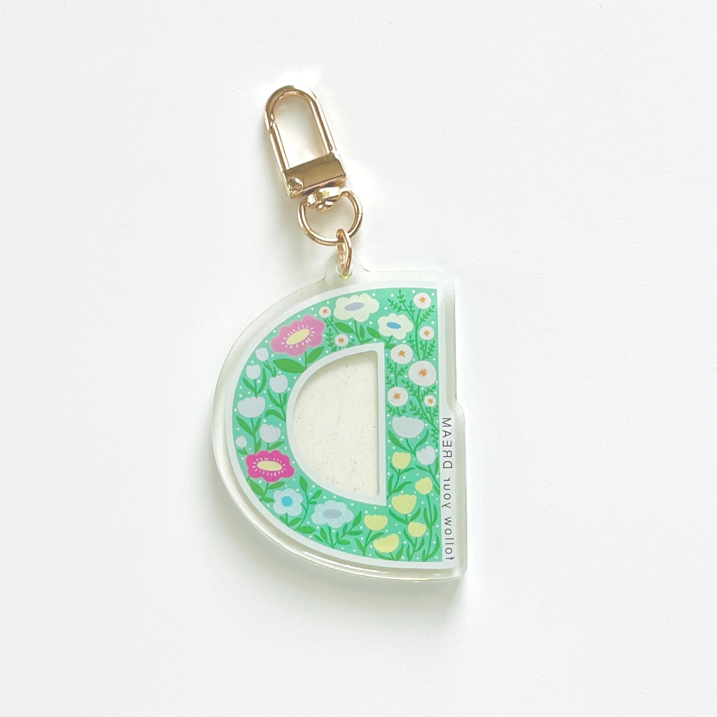Letter D Affirmation Keychain – DREAM Floral Acrylic Charm