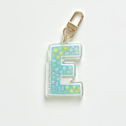 Letter E Affirmation Keychain – EXTRAORDINARY Floral Acrylic Charm