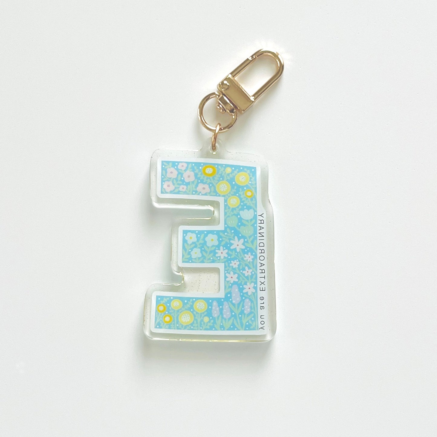 Letter E Affirmation Keychain – EXTRAORDINARY Floral Acrylic Charm