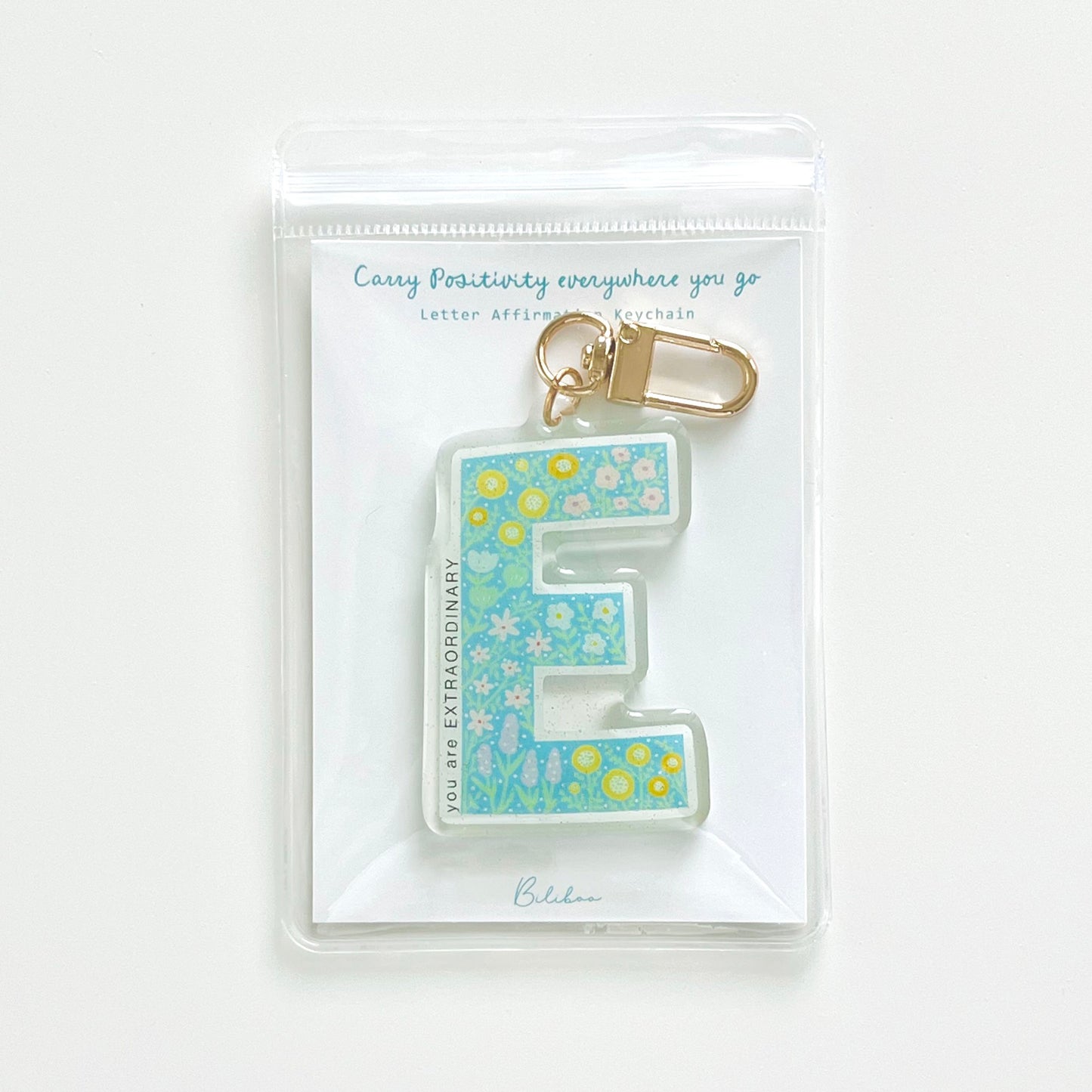 Letter Affirmation Keychains – Floral Pattern Epoxy Acrylic Charm