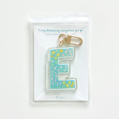 Letter Affirmation Keychains – Floral Pattern Epoxy Acrylic Charm